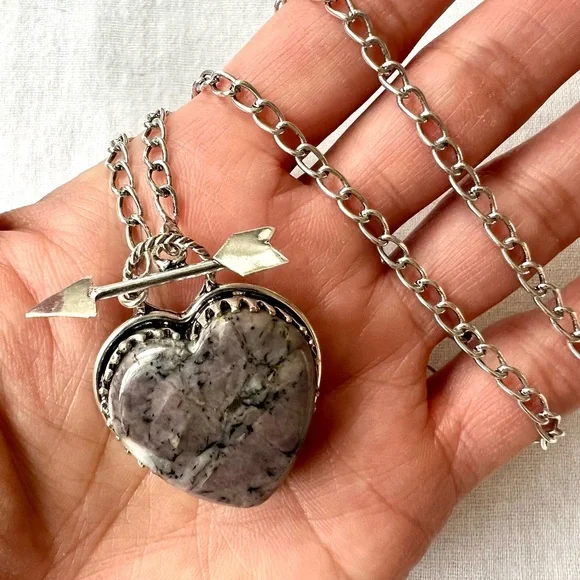 925 Rhodonite Heart Toggle Necklace Pendant